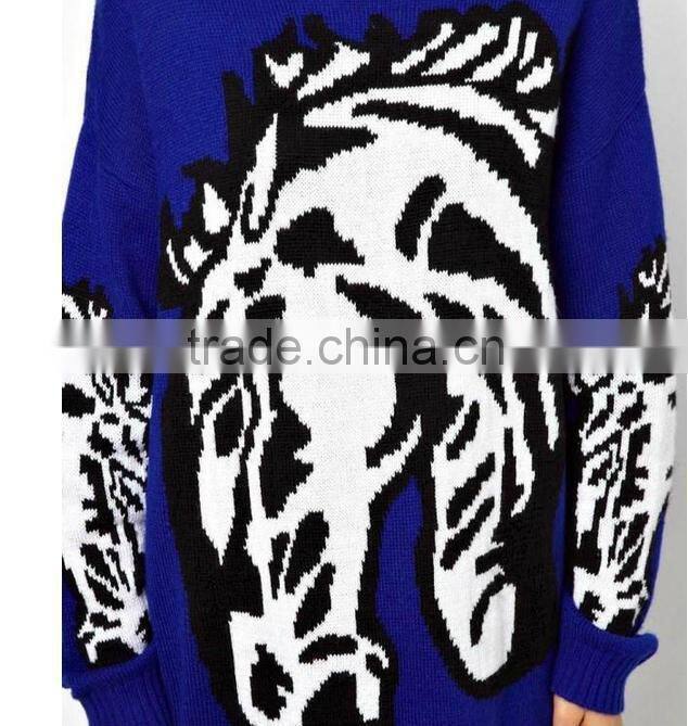 2014 new arrival more fashion plus size loose crew neck woolen sweater new designs for ladies