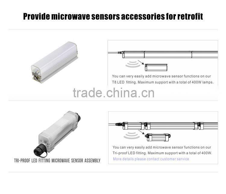 outdoor qualified ip65 t8 led tube with microwave sensor