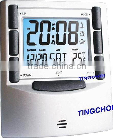 digital lcd calendar clock, soloar power table alarm clock