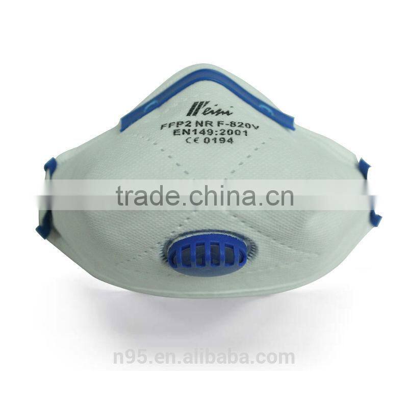 CE approved FFP2 facial mask/high quality respirator/disposable non-woven dust mask with breathing valve F820V Weini