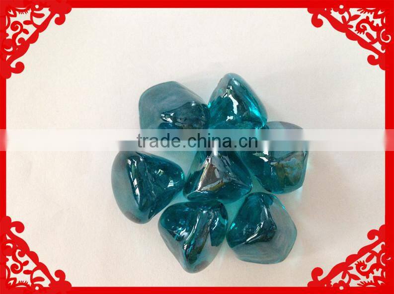 Ocean blue diamond shape fire pit glass gem stone