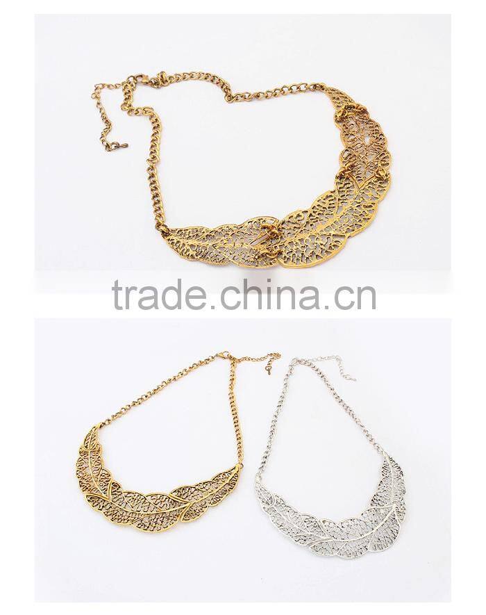 Alibaba online shop vintage hollowed-out gold leaf necklace