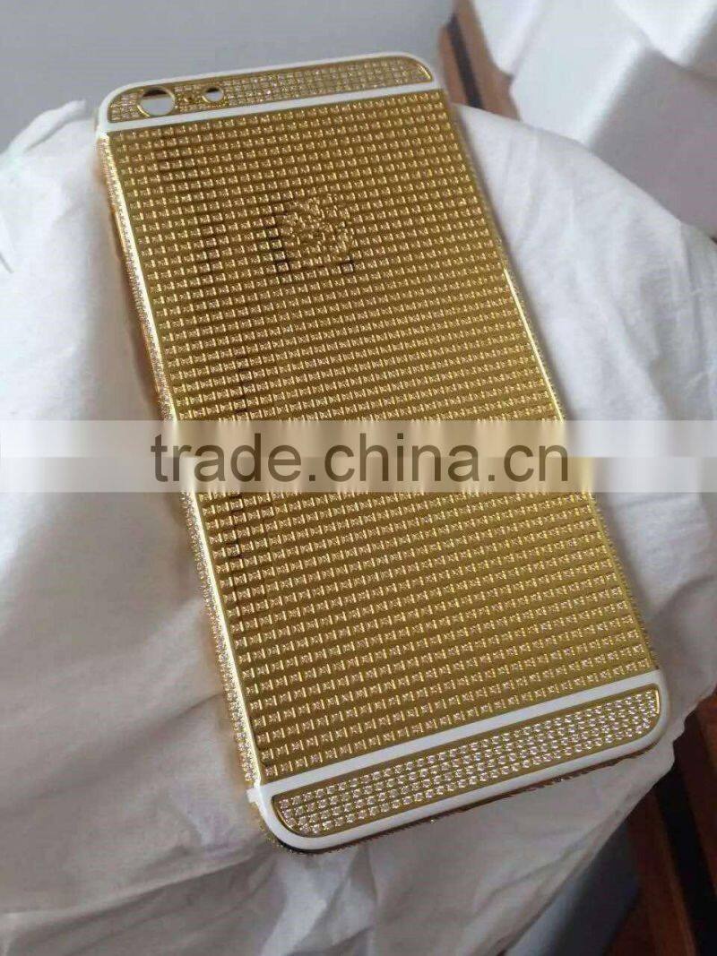 For iphone 6s replacement housing diamond gold plating for iphone 6s housing custom