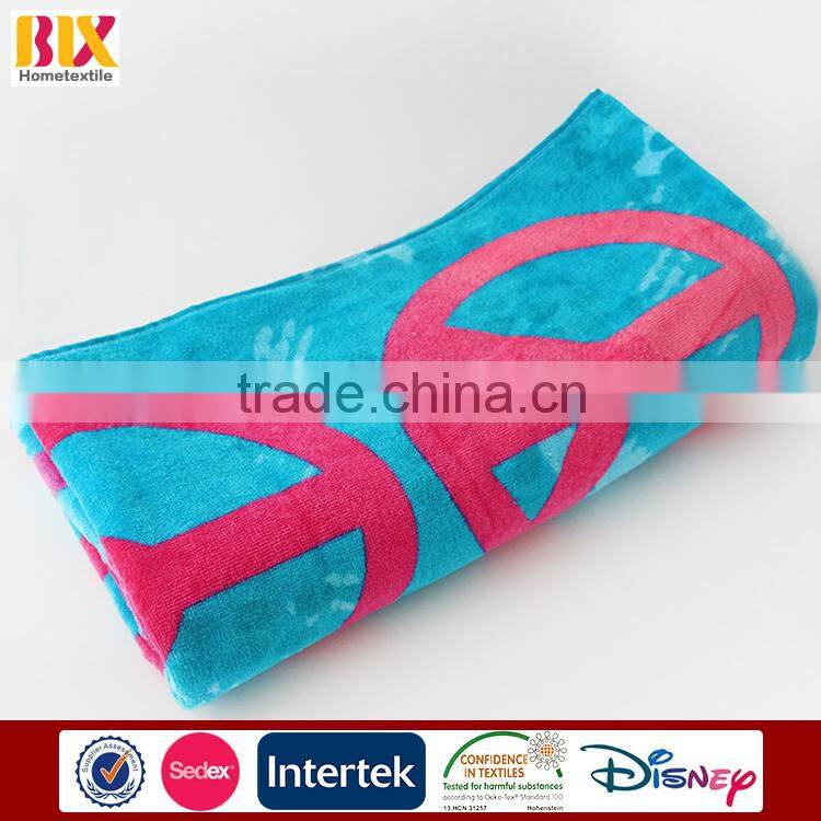 Factory Wholesale High Quality 100% cotton custom printed beach towel, funky beach towels