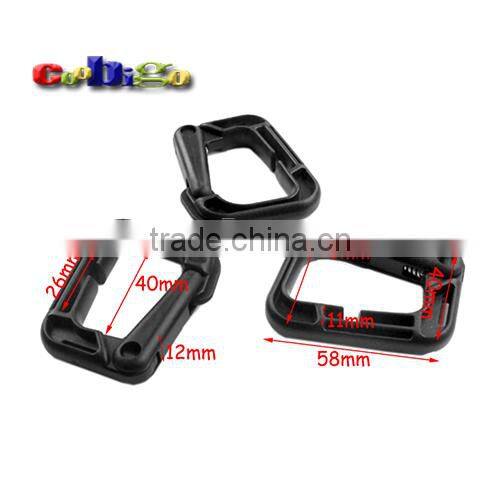 D-Ring Carabiner Multi-use Safety Buckle Black Plastic For Bag Paracord Clasp Keychain Outdoor Activities #FLC164-B