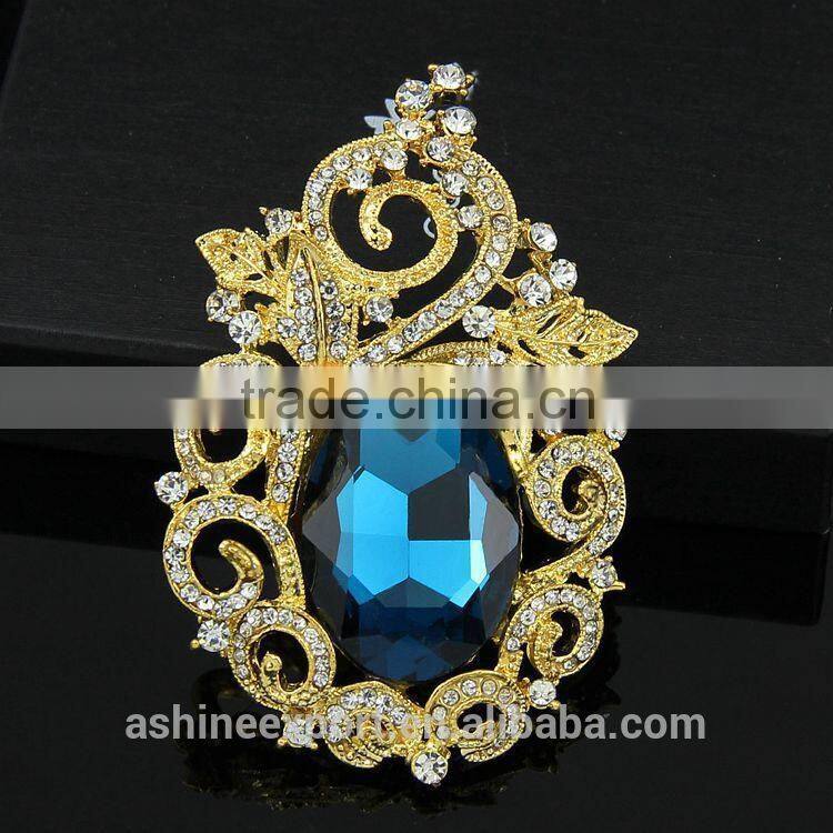 Retro elegant bulk crystal rhinestone brooch/handmade crystal rhinestone brooch