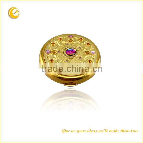 Fashionable powder compact case,makeup cosmetic powder compact with mirrors