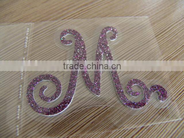 3D pvc alphabet letter sticker/glitter sticker/custom 3D pvc sticker