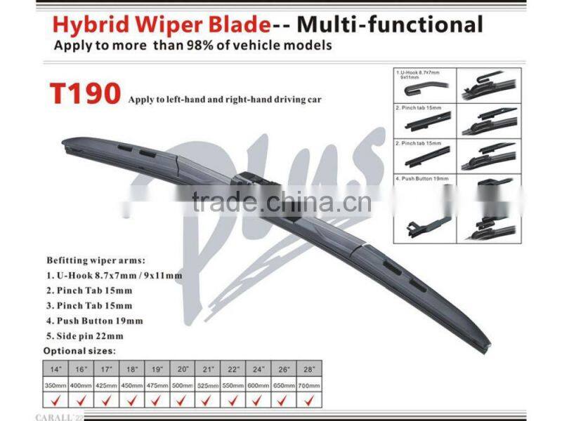 Automobiles & Motorcycles Front Hybrid Window Wiper Blade Fitting for Most Wiper Arms