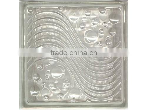 190*190*80mm decorative hollow green cloudy block glass /colored block glass with best price
