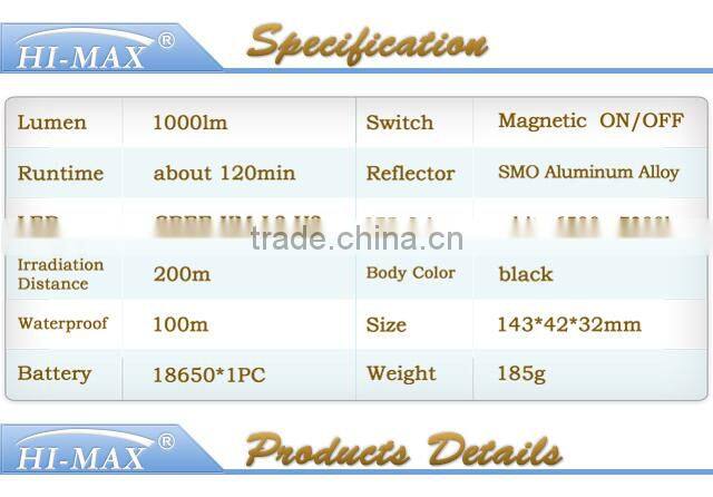 Hi-Max X5 IP68 100m deep diving Cold White powerful 1000 lumen led diving torch