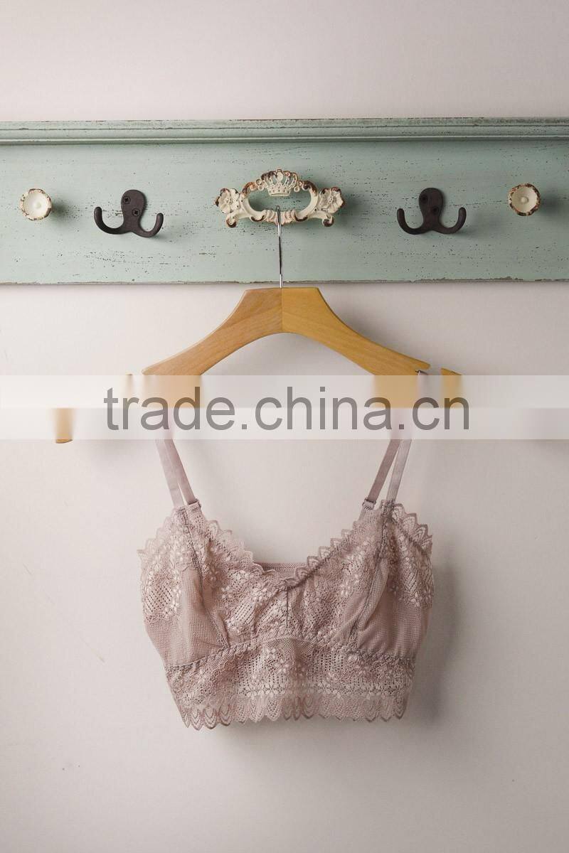 90% Viscose Deep Red Sheer Lace Cami Bra Sale