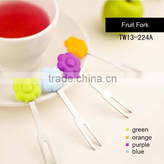 Cute sunflower shape stainless steel silicone fork