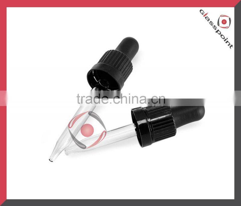 20-400 black glass dropper with customized glass pipette, black bulb