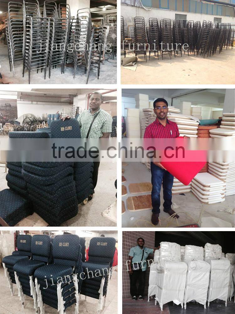 Red Fabric Iron Interlink Stackable Chair For Church JC-E200