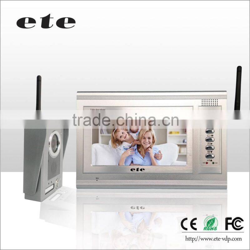 7 inch China manufacturer COMS video recording and photo taking Wireless video door phone wireless door bell hidden camera
