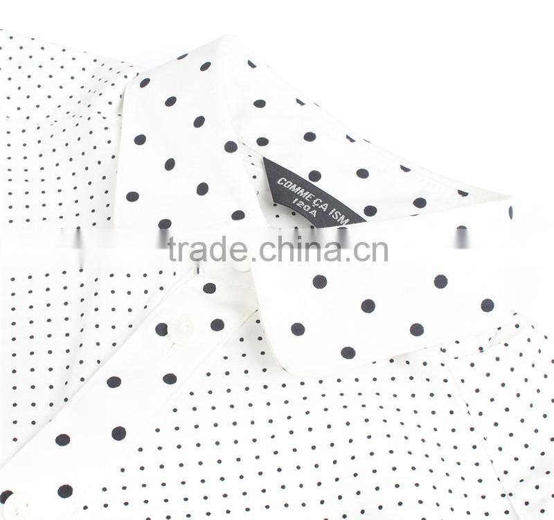 fresh white with black dots boys cotton shirt set
