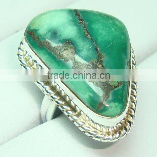 .925 Sterling Silver Tibetan Turquoise Finger Ring