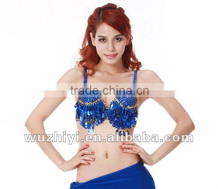 Cheap wholesale new hot fashion shiny elegant bellydance clothing,sexy sequin grade beaded belly dance bra (QC8004)