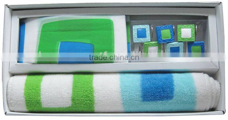 leaf pattern design peva shower curtain with 12 resin hooks