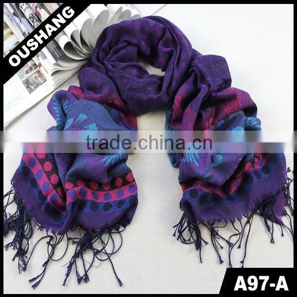 A97-A Pashmina hijib Flower jacquard scarf