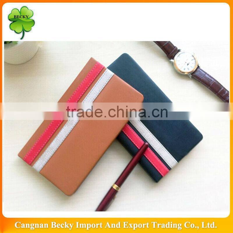 Decorative artificial leather cover glue binding a6/a5/a4 diary with embossing logo and line print
