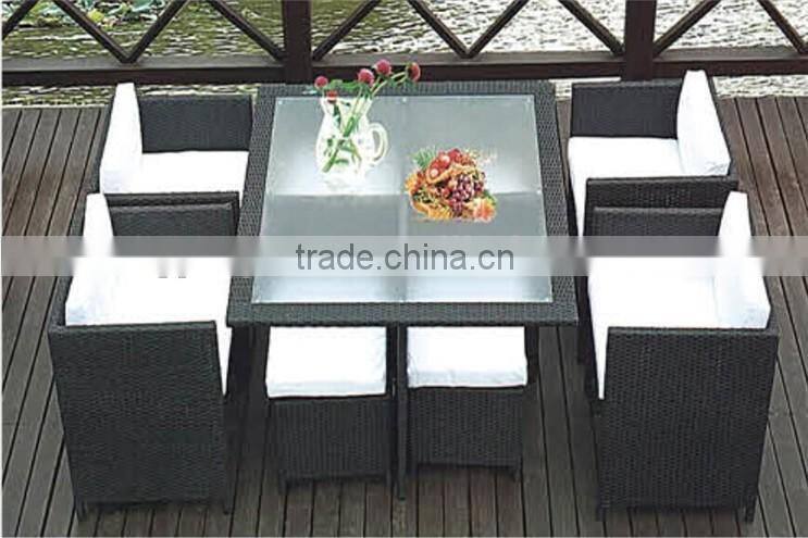 Cheap poly rattan furniture with cushion & pillow, KD rattan outdoor furniture