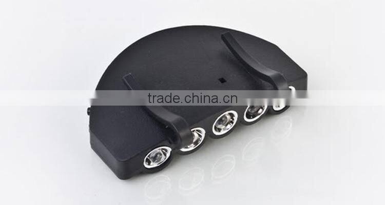 5LEDs Plastic Cap Hat Light 2*CR2032 Battery Powered LED Fishing Light Hat Light Sale Black LED Headlamp for fishing
