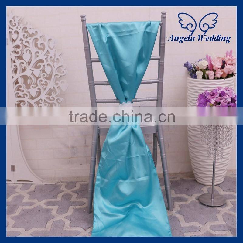 SH005D Custom made many colors Nice new wedding chair sash gold sequin chair sash with white flower
