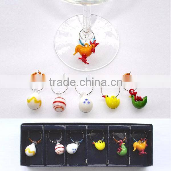 2016 new fashion Bar Accessories set wine charm rings/silicone rubber wine glass charms