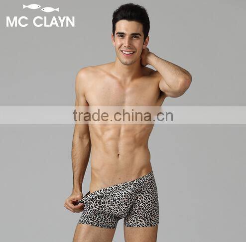 MC CLAYN Ultra-thin seamless silk viscose soft comfortable sexy male leopard print boxers panties Underwears