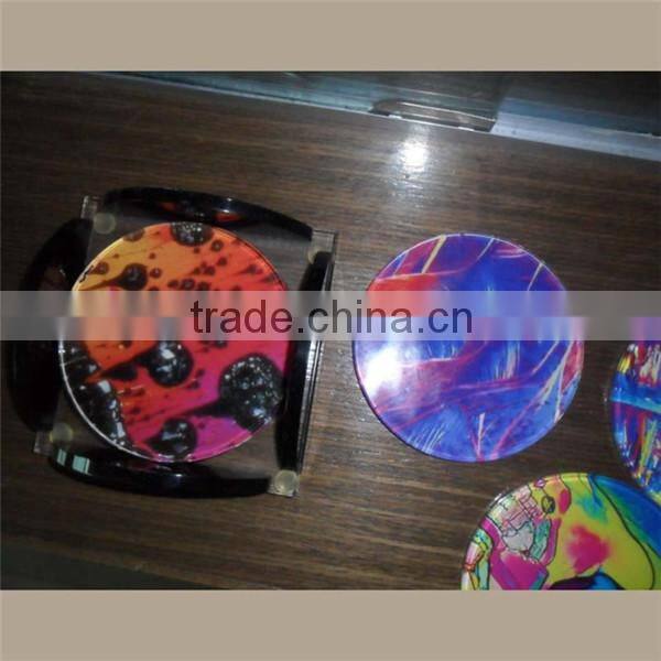 round silk printed acrylic coaster