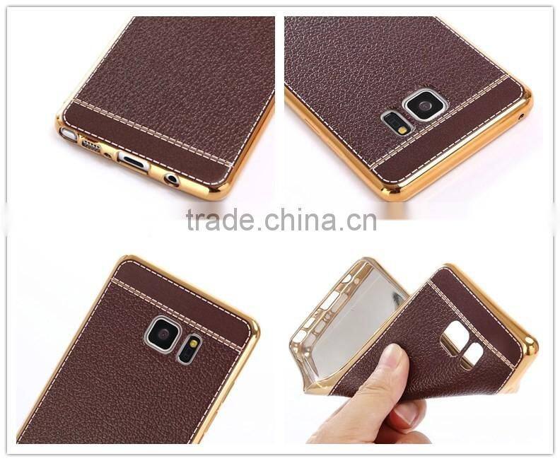 Wholesale price for Samsung galaxy note 7 electroplate tpu case with litchi leather skin cover