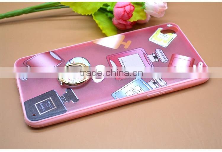 Fashion Luxury Perfume TPU+PC Hybrid Phone Case Built-in Ring Bracket For Oppo R9 Plus