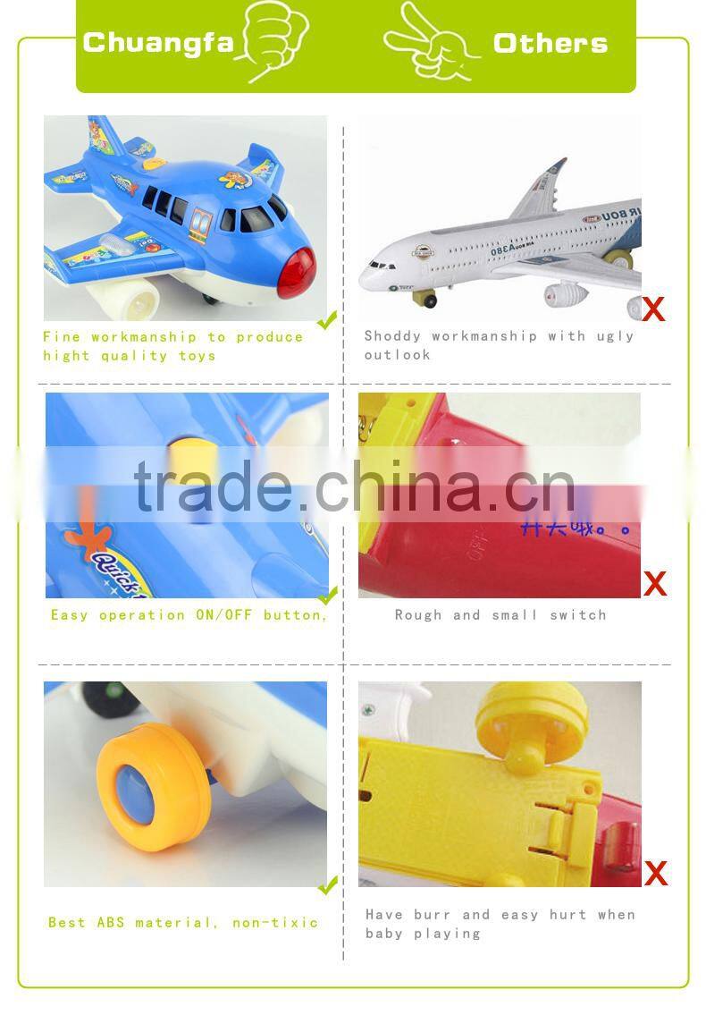 Kid promotion gift toys electric music airplane with light plastic toys for children