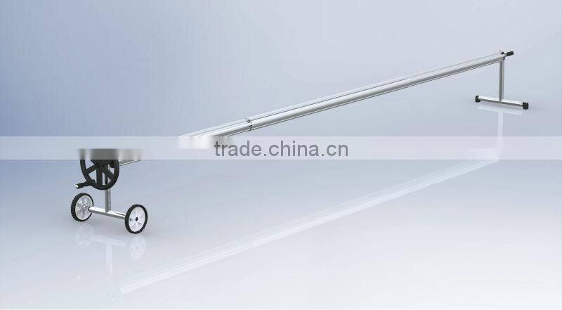 P1820 swimming pool cover reel witn stainless steel frame and aluminum poles