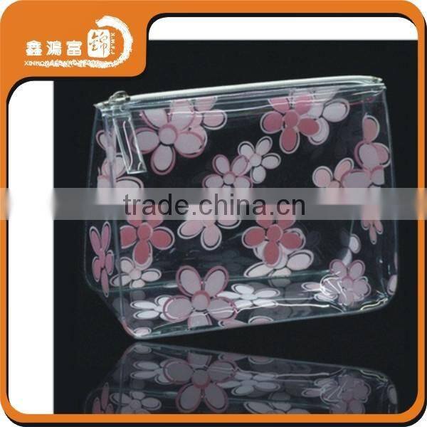 colorful clear transparent cosmetic pvc bag with zipper and handle
