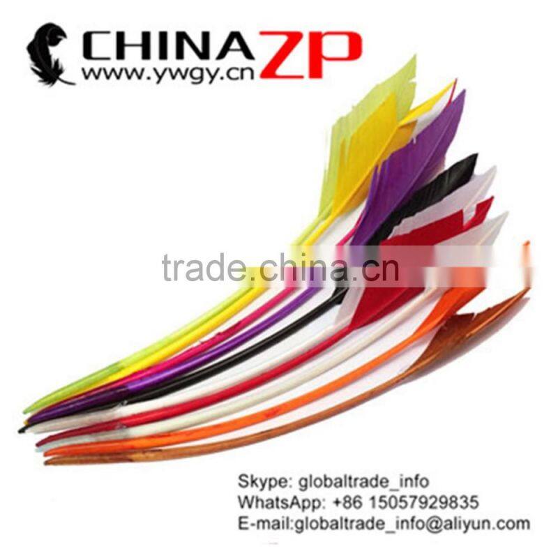 ZPDECOR Factory Exporting High Quality Handwork Trimed Dyed Mix Colors Arrow Shaped Turkey Rounds Quill Feathers for Girls