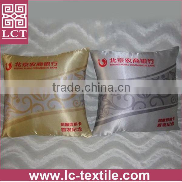 supply high quality grade satin fabric burgundy color flower decorative pillow with custom embroidery on back(LCTP0132)