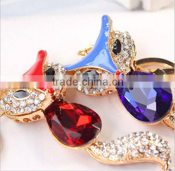 2014 Hot selling Animal Rhinestone Crystal Fox Key Chain, Gift Bag Pendant ZTKC-158