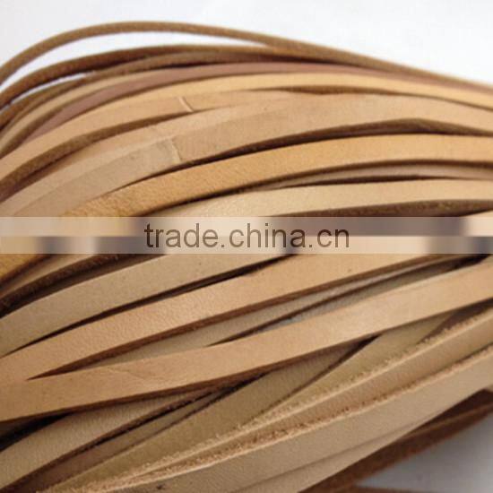 wholesale price 5mm flat real leather cord for pet chain leather bracelet flat leather string