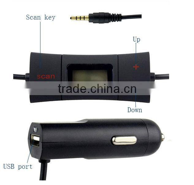 New 0.8" Screen Car 3.5 mm FM Transmitter 2-CH HiFi Automatic Search FM Transmitter for Iphone Samsung MP3