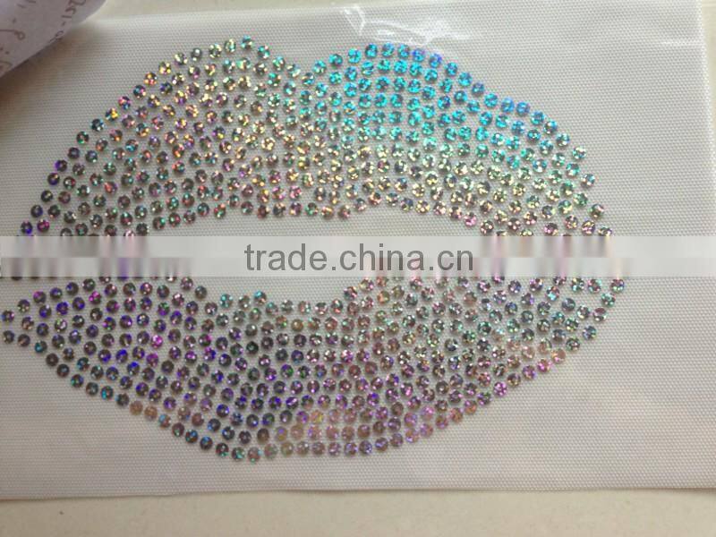 hot sell fancy lip sequin hotfix motif garment design