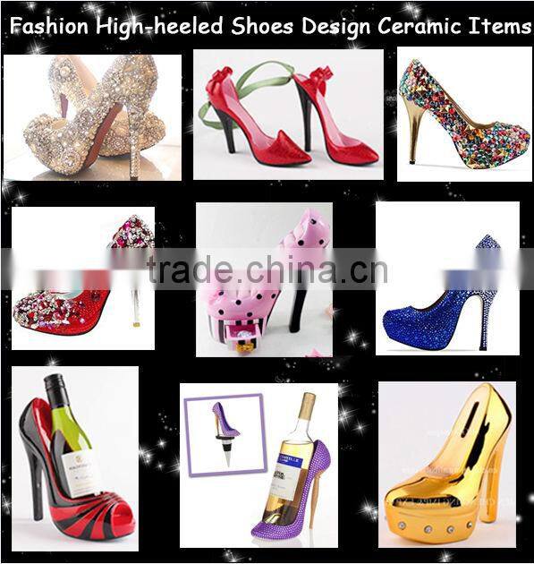 High Quality Polyresin Opened-toe shoe Bottle Holder With Leopard Print