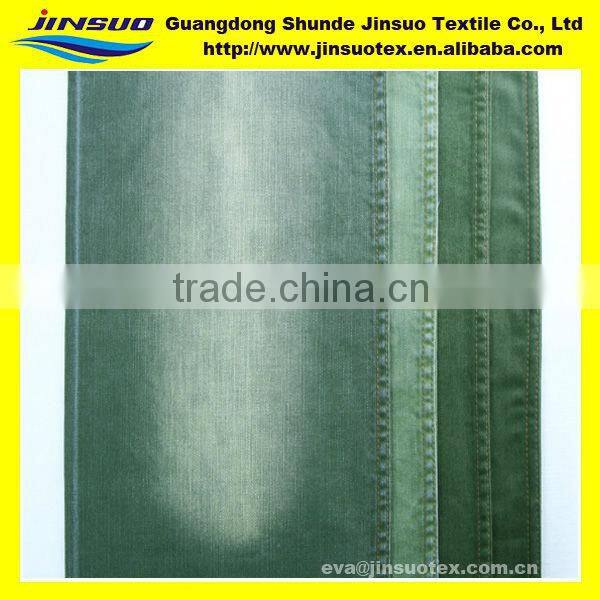 cotton polyester viscose spandex denim fabric Dyed green 10oz