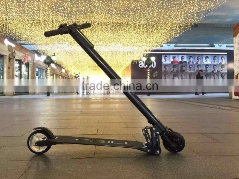 Carbon fiber folding electric scooter with 5 inch solid tires for adult