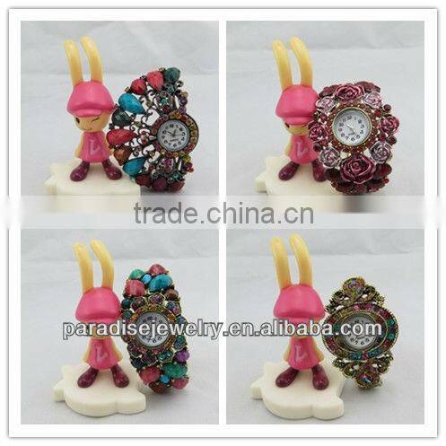 2013 New fashion peacock design alloy wide bangle watch for women-B32036