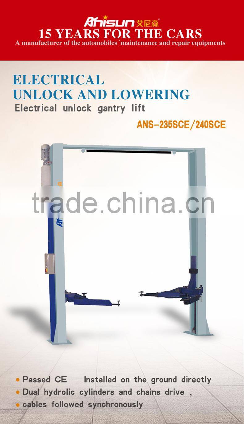 Clear floor portable two post hydraulic car lift price 4000KG