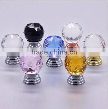 zinc alloy pink round glass pull knob door lock