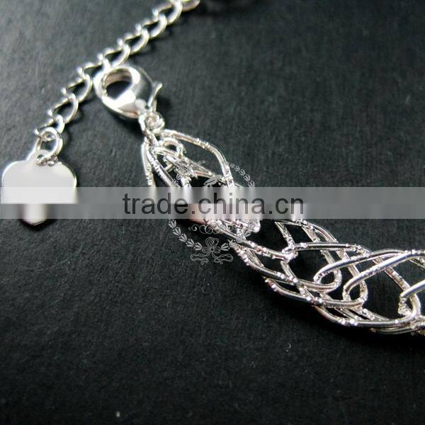19cm silver plated brass faceted rhombic link fashion DIY bracelet supplies 1900068